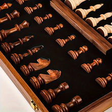 Load image into Gallery viewer, Wooden Chess Set with 34 Pieces and Fixed Board, Brown Finish
