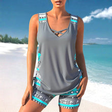 Load image into Gallery viewer, Tankini Set, Summery Tankini Set with Geometric V-neck
