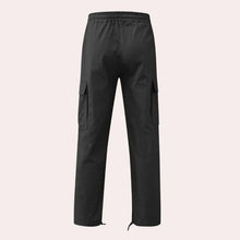 Load image into Gallery viewer, Mens Straight Fit Cargo Pants with Drawstring Waist, Ankle Ties and Multiple Pockets
