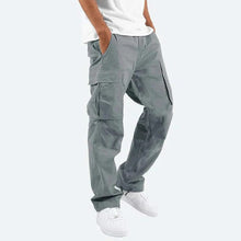 Load image into Gallery viewer, Mens Straight Fit Cargo Pants with Drawstring Waist, Ankle Ties and Multiple Pockets
