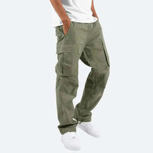 Load image into Gallery viewer, Mens Straight Fit Cargo Pants with Drawstring Waist, Ankle Ties and Multiple Pockets
