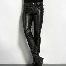Load image into Gallery viewer, Mens Slim Fit Faux Leather Pants with Spandex Stretch and Zipper Fly
