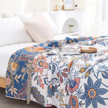Load image into Gallery viewer, Rustic Artistic Flora Cotton Blanket, Reversible Floral Throw
