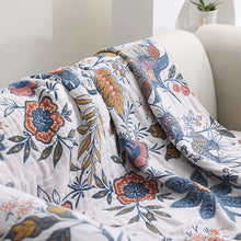 Load image into Gallery viewer, Rustic Artistic Flora Cotton Blanket, Reversible Floral Throw
