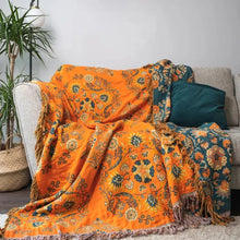 Load image into Gallery viewer, Marigold Reversible Cotton Throw Blanket
