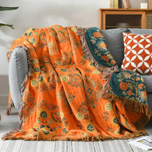 Load image into Gallery viewer, Marigold Reversible Cotton Throw Blanket
