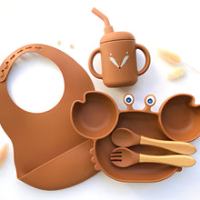 Load image into Gallery viewer, Baby Mealtime Set with Bib and Straw Cup

