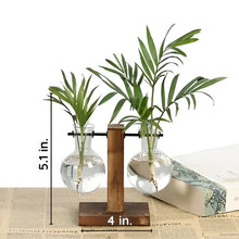 Load image into Gallery viewer, Wooden Frame Hydroponic Plant Vase
