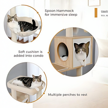 Load image into Gallery viewer, Cat Tree Indoor Wooden Play Tower White
