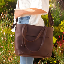 Load image into Gallery viewer, Portland Buffalo Leather Tote Bag, Brown Full Grain
