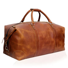 Load image into Gallery viewer, French Leather Duffel Bag, Genuine Top Grain Leather, Tan
