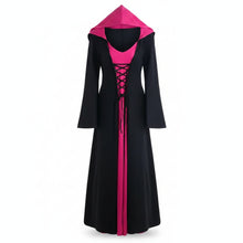 Load image into Gallery viewer, Official Medieval Dress Vampire Witch For Women Lace-up Hooded Cloak Robe
