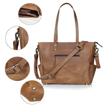 Load image into Gallery viewer, Portland Buffalo Leather Tote Bag with Zipper Tan
