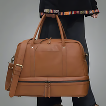 Load image into Gallery viewer, Women Leather Duffel Bag, Top Grain Buffalo Leather, Brown
