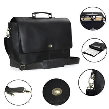 Load image into Gallery viewer, Captain Black Leather Messenger Bag 16 Inch
