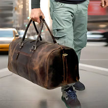 Load image into Gallery viewer, John Leather Duffel Bag for Men, Vintage Brown Full Grain Cow Leather
