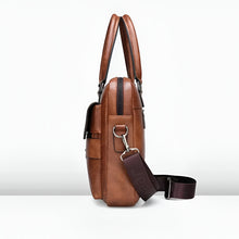 Load image into Gallery viewer, Men's Leather Laptop Briefcase, Retro Structured Waterproof Bag
