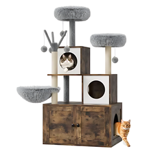 Load image into Gallery viewer, Cat Tree with Integrated Litter Box for Indoor Cats
