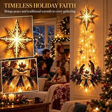 Load image into Gallery viewer, Lighted Nativity Wall Decor Hanging Ornament with Holy Family Star and Warm White LED Lights

