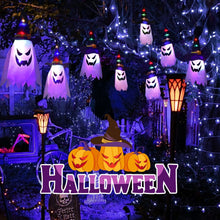 Load image into Gallery viewer, Ghost Witch Hat String Lights with 5 Glowing Ghosts and Battery Power
