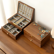 Load image into Gallery viewer, Jewelry Box Hand-Painted Solid Walnut Organizer
