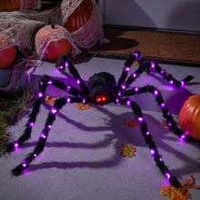 Load image into Gallery viewer, Five Foot Light Up Hairy Spider with LED Legs and Poseable Plush Body in Purple Or Orange
