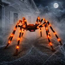 Load image into Gallery viewer, Five Foot Light Up Hairy Spider with LED Legs and Poseable Plush Body in Purple Or Orange

