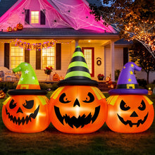 Load image into Gallery viewer, Inflatable Halloween Pumpkin Trio 6 Foot Wide with LED Lights
