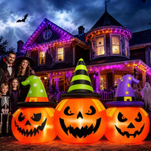 Load image into Gallery viewer, Inflatable Halloween Pumpkin Trio 6 Foot Wide with LED Lights
