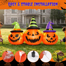 Load image into Gallery viewer, Inflatable Halloween Pumpkin Trio 6 Foot Wide with LED Lights
