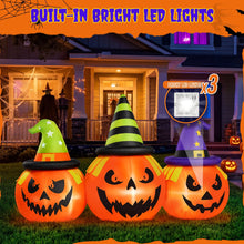 Load image into Gallery viewer, Inflatable Halloween Pumpkin Trio 6 Foot Wide with LED Lights
