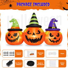 Load image into Gallery viewer, Inflatable Halloween Pumpkin Trio 6 Foot Wide with LED Lights
