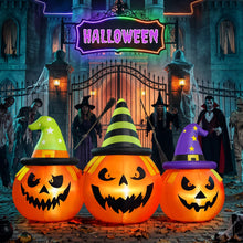Load image into Gallery viewer, Inflatable Halloween Pumpkin Trio 6 Foot Wide with LED Lights
