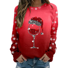 Load image into Gallery viewer, Womens Crew Neck Sweater with Holiday Knit Pattern and Relaxed Fit, Hip Length
