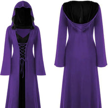 Load image into Gallery viewer, Official Medieval Dress Vampire Witch For Women Lace-up Hooded Cloak Robe
