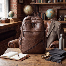 Load image into Gallery viewer, Leather Backpack with Laptop Compartment and Padded Straps, Multiple Storage Pockets
