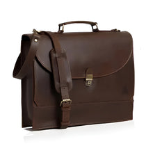 Load image into Gallery viewer, Walker Buffalo Leather Briefcase Full Grain Laptop Bag
