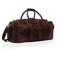 Load image into Gallery viewer, Buffalo Leather Travel Holdall Duffle Bag, Brown
