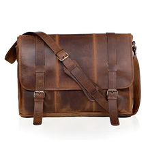 Load image into Gallery viewer, Buffalo Leather Messenger Bag, Full Grain Tan Laptop Satchel
