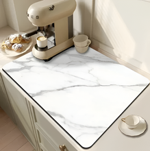 Load image into Gallery viewer, Marble Print Dish Drying Mat, Quick Water Absorption, Non-Slip Rubber Back
