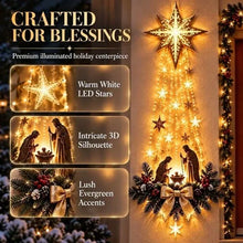 Load image into Gallery viewer, Lighted Nativity Wall Decor Hanging Ornament with Holy Family Star and Warm White LED Lights
