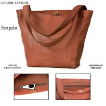 Load image into Gallery viewer, Women’s Leather Tote Bag – Tan Shoulder Bag with Spacious Interior
