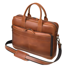 Load image into Gallery viewer, Austin Laptop Leather Briefcase, Buffalo Leather, Tan
