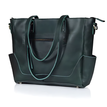 Load image into Gallery viewer, Buffalo Leather Crossbody Laptop Tote Bag, Green
