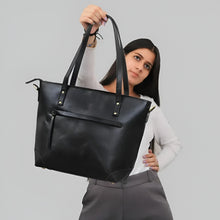 Load image into Gallery viewer, Portland Buffalo Leather Tote Bag, Full Grain Black

