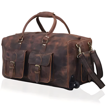 Load image into Gallery viewer, Wheely Leather Duffle Bag With Wheels
