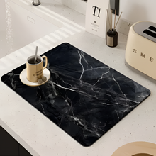 Load image into Gallery viewer, Marble Print Dish Drying Mat, Quick Water Absorption, Non-Slip Rubber Back
