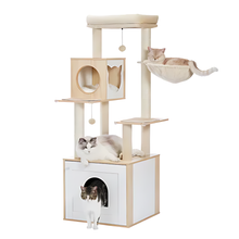 Load image into Gallery viewer, Cat Tree Indoor Wooden Play Tower White
