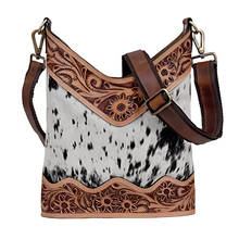 Load image into Gallery viewer, Tooled Leather Crossbody Bag, Durable Everyday Carry 12x11 Inch

