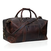 Load image into Gallery viewer, French Leather Duffel Bag, Full Grain Travel Bag for Men Brown
